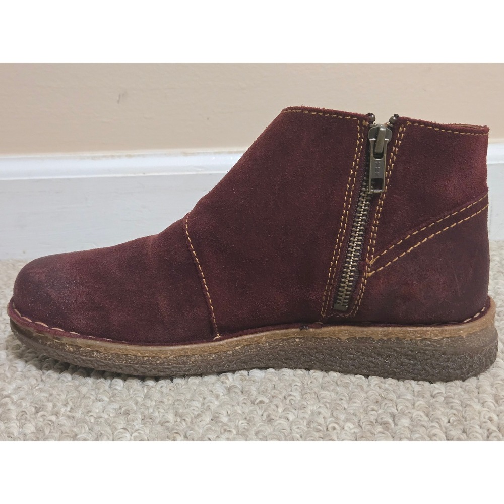 Born Tora Ankle Boots Womens 8 Dark Red Distressed Suede Leather NWOT - Picture 5 of 8